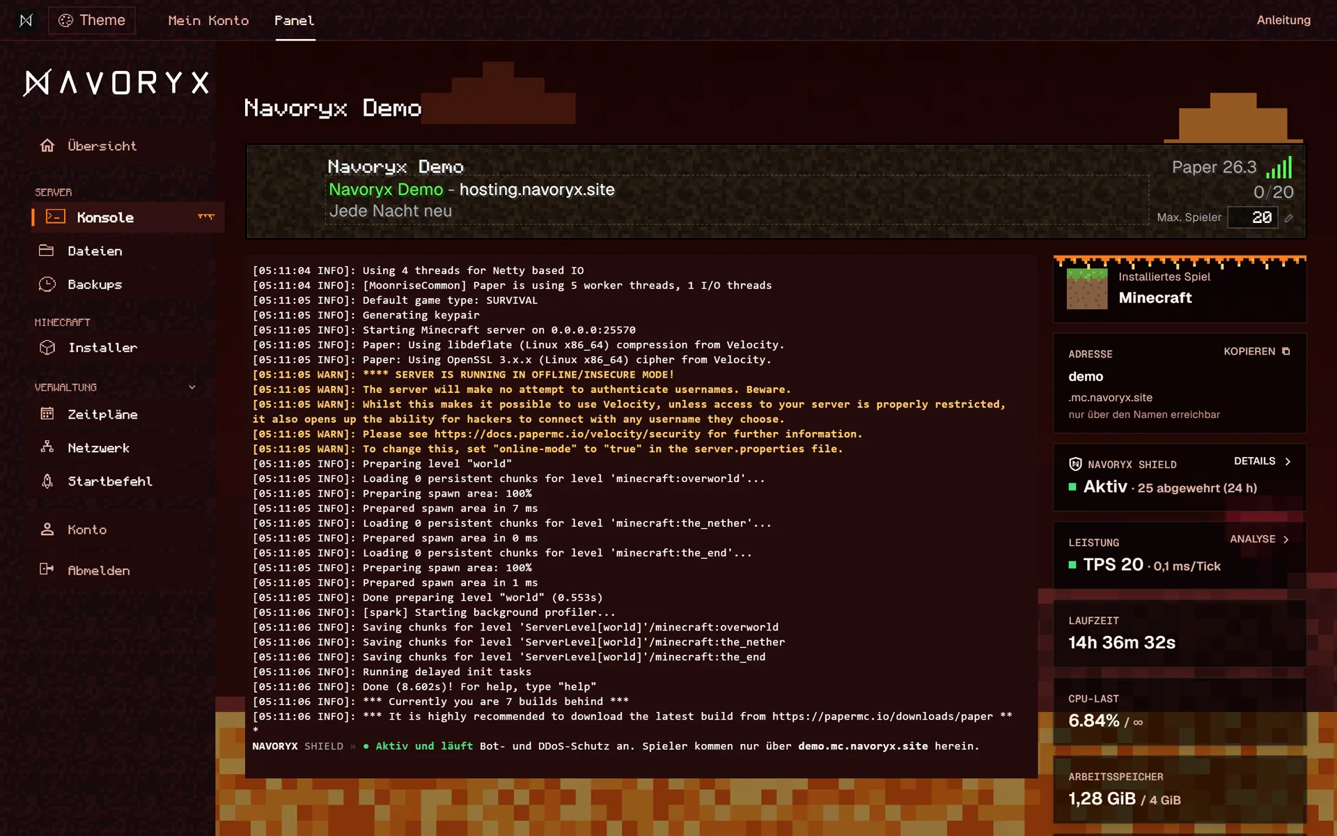 Panel in the Nether theme